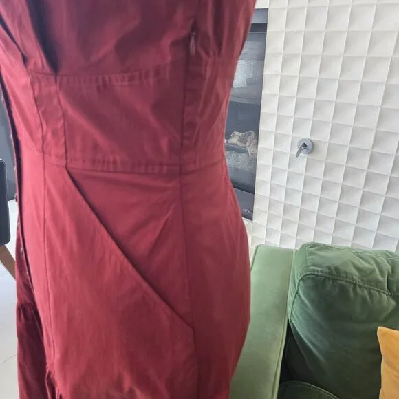 NWOT A.L.C. Fleur Long-Sleeve Tiered Cotton Dress Maroon Deep Red Suma, Size 10 - Picture 6 of 9